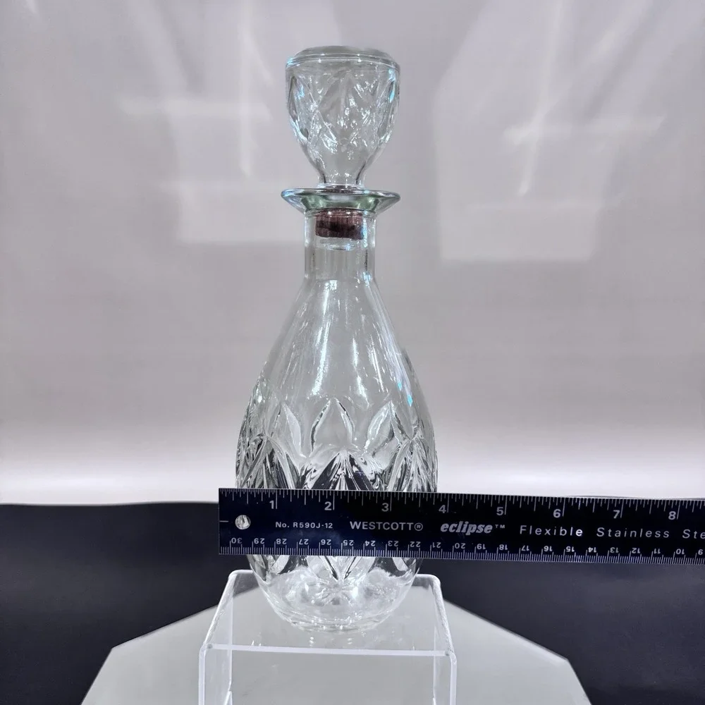 Vintage Illinois Glass‎ Co Clear Cut Glass Liquor Decanter W Cork Seal